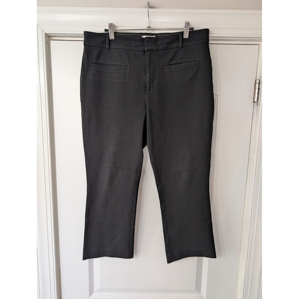 Anthropologie Maeve Black Cropped Trousers Stretch Workwear‎ Pants 12P flare